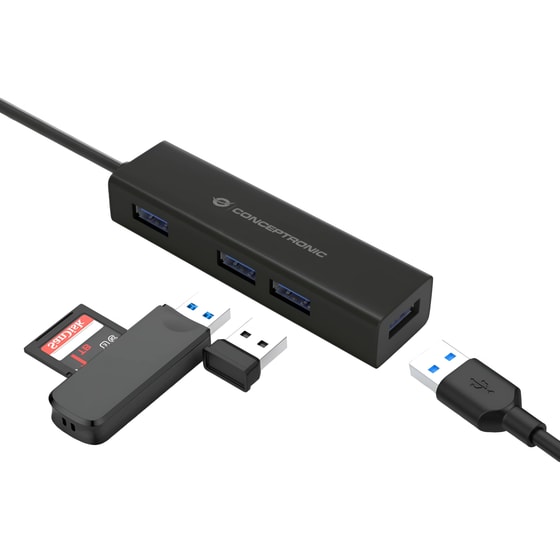 Conceptronic HUBBIES07B USB Hub 4-Port USB 3.2 συμβατό με USB-C image 1