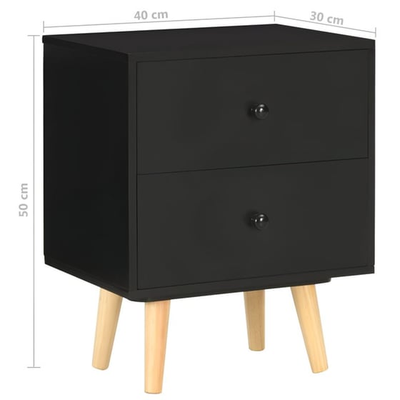 Κομοδίνο Vidaxl Από Μασίφ Ξύλο Πεύκου 2τμχ 40x30x50 cm - Μαύρο image 6