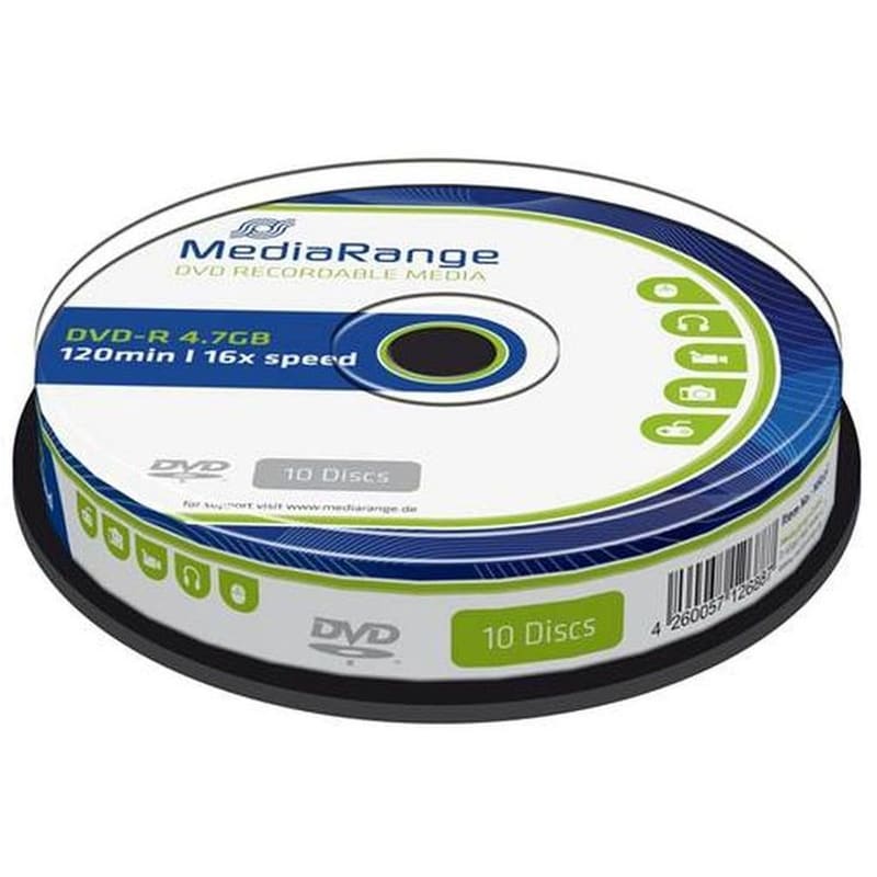 MEDIARANGE Δίσκοι CD/DVD MediaRange DVD-R 4.7 GB - 10τμχ