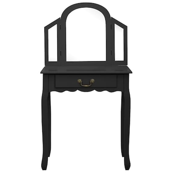Vidaxl Μπουντουάρ Με Σκαμπό Μαύρο 65x36x128 Εκ. Ξύλο Παυλώνιας / Mdf image 3
