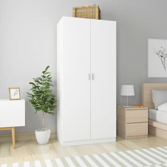 Δίφυλλη Ντουλάπα Vidaxl Από Μοριοσανίδα 90x52x200cm - Λευκό image 4