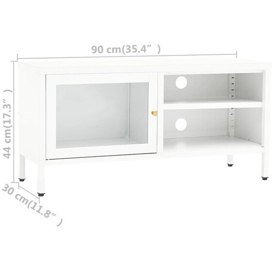 Έπιπλο Τηλεόρασης VidaXL Ατσάλι Και Γυαλί 90x30x44cm - Λευκό image 9