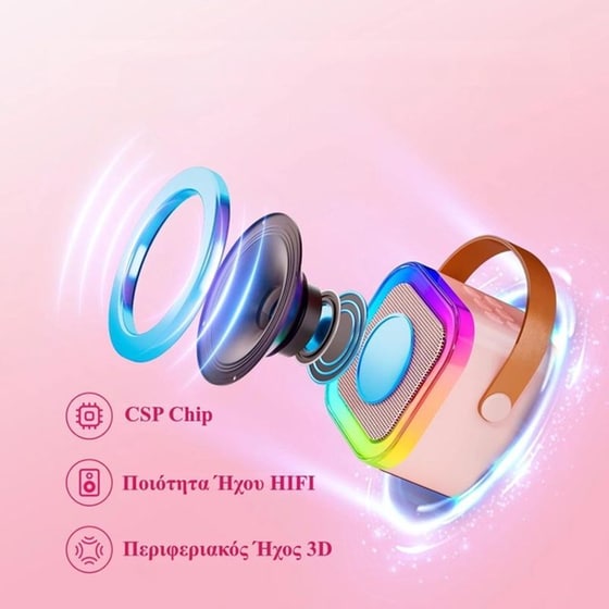 Party Speaker Skysonic K8 με 2 Ασύρματα Μικρόφωνα - Ροζ image 3