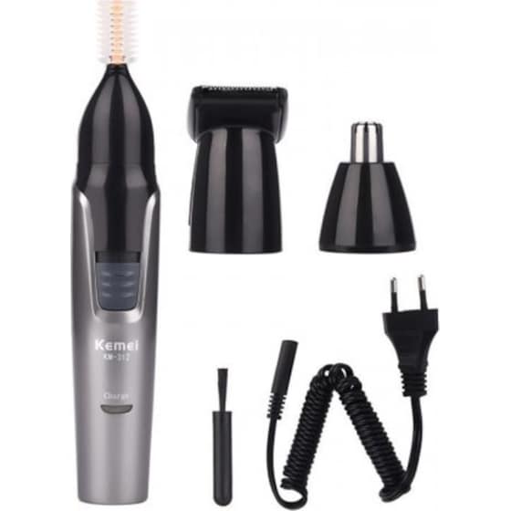 Trimmer KEMEI KM-312 3 σε 1 Επαναφορτιζόμενo για Μύτη, Αυτιά, Φρύδια και Φαβορίτες Ασημί image 2