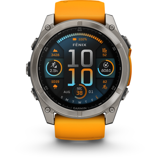 Smartwatch Garmin Fenix 8 51mm - Sapphire, Titanium with Spark Orange/Graphite Silicone Band image 0