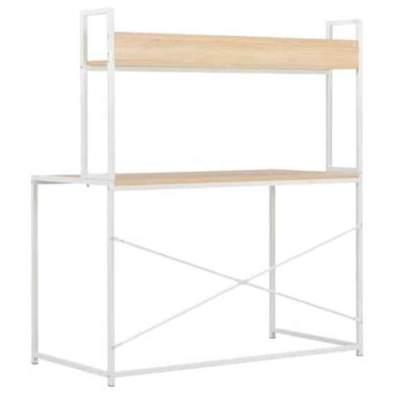 Γραφείο Βιβλιοθήκη VidaXL από Μοριοσανίδα 120x60cm - Δρυς/Λευκό image 4