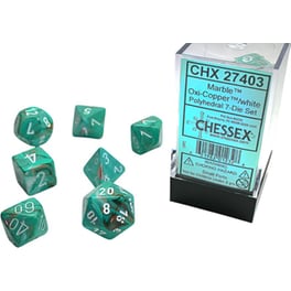 Marble Oxi-copper/White Mini Polyhedral 7-die Set CHESSEX