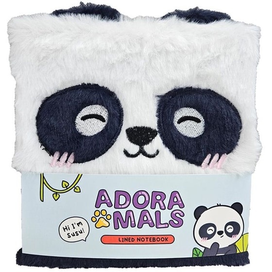 Σημειωματάριο Puckator Ριγέ Adoramals Panda Bear Plush Fluffies Λευκό image 0