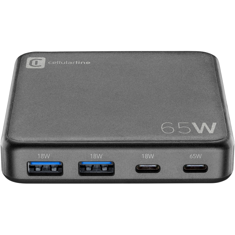 Καλώδιο δεδομένων Cellular Line Multipower Desk 4ports 2xUsb 2xUsb-C 65W -Black