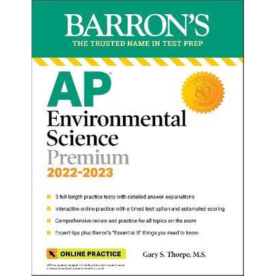 AP Environmental Science Premium, 2022-2023: 5 Practice Tests + Comprehensive Review + Online Practice image 0