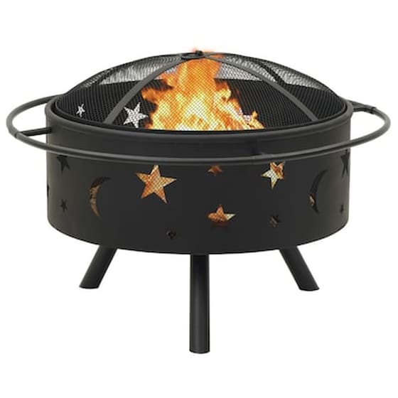 VIDAXL Τζάκι Εξωτερικού Χώρου XXL Ø76x53cm από Ατσάλι με Σκαλιστήρι και Κάλυμμα image 3