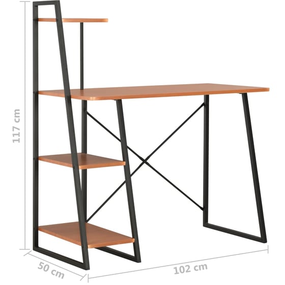 Γραφείο Βιβλιοθήκη VidaXL από Μοριοσανίδα 102x50cm - Μαύρο/Καφέ image 6