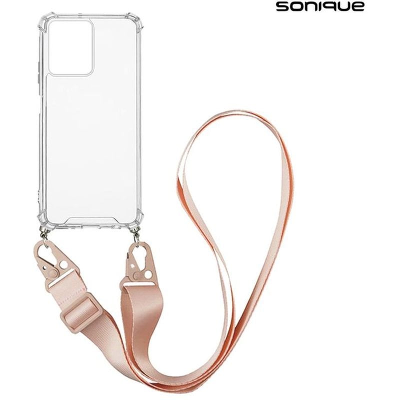 SONIQUE Θήκη Xiaomi Redmi 13C 4G - Sonique Armor Clear Με Strap - Ροζ