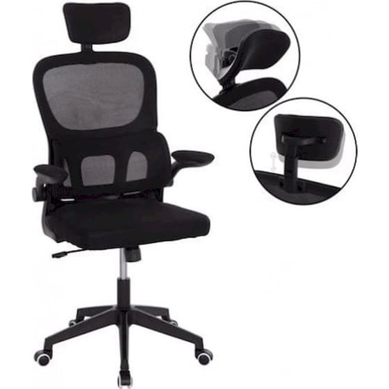 Καρέκλα Γραφείου 24Mall Base από Ύφασμα Mesh - Μαύρη image 2