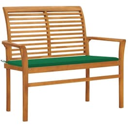 Παγκάκι Κήπου VidaXL με Μαξιλάρι 112x55x94 cm από Μασίφ Ξύλο Teak - Πράσινο