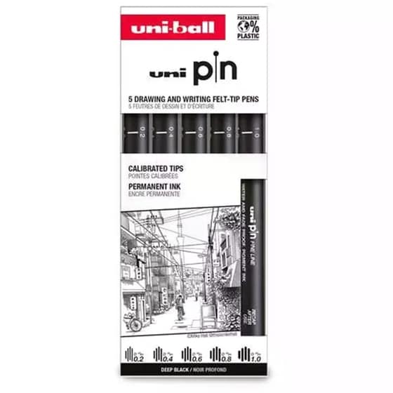 Μαρκαδόρος Σχεδίου Uni Deep Black (5 Τεμάχια) image 0