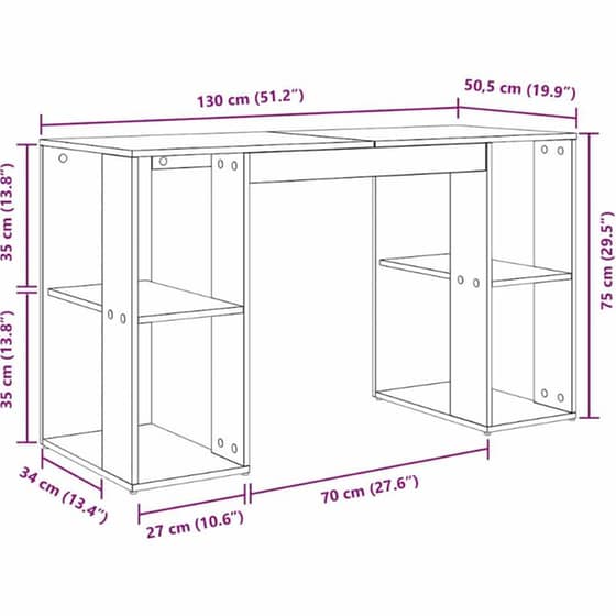 Γραφείο VidaXL από Επεξεργασμένο Ξύλο 130x50,5x75 cm - Sonoma Δρυς image 10