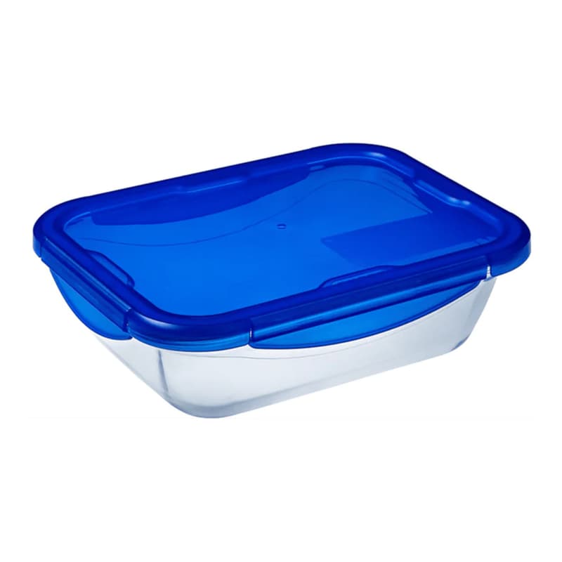 PYREX Φαγητοδοχείο Pyrex CookGo Γυάλινο 1.7lt - Διάφανο/Μπλε