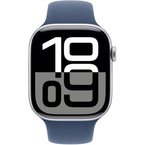 Apple Watch Series 10 GPS 46mm Silver Aluminium Case with Denim Sport Band - S/M image 1
