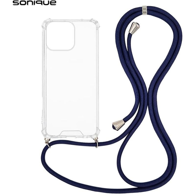 SONIQUE Θήκη Apple iPhone 16 Pro - Sonique Armor Clear Θήκη Σιλικόνης με Κορδόνι - Μπλε Σκούρο