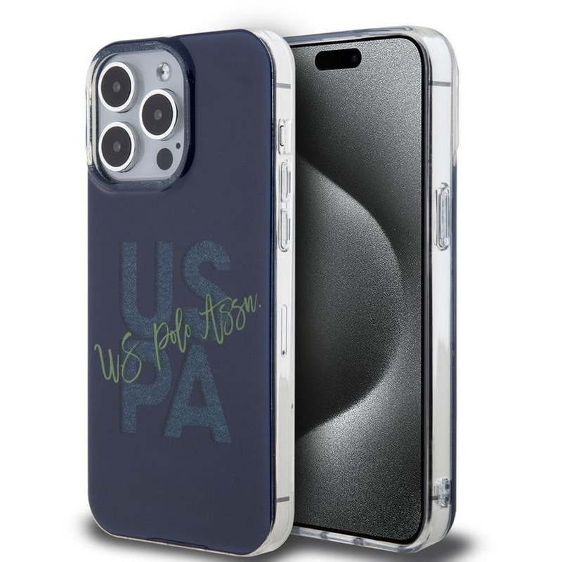 U.S. POLO ASSN U.s. Polo Assn. Hard Case Iml Glitter Script – Θήκη Προστασίας Από Σιλικόνη Iphone 15 Pro Max (navy – Ushcp15xuglv)