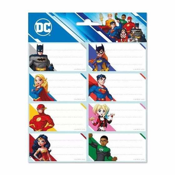 Αυτοκόλλητες Ετικέτες Grupoerik Dc Comics Justice League (2 Φύλλα - 16 Τεμάχια) image 0