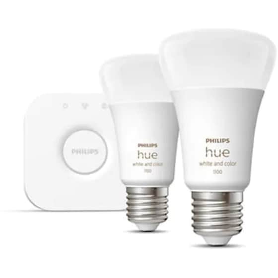 Σετ Philips Hue Brigde, Έξυπνη Λάμπα Hue E27 & Έξυπνo Φορητό Φωτιστικό Philips HUE Go - RGBW image 1