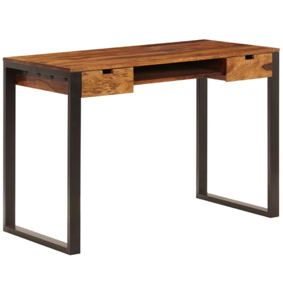 Γραφείο με Συρτάρια VidaXL από Μασίφ Ξύλο Sheesham 110x55cm - Sheesham/Μαύρο image 0