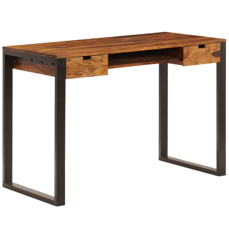 Γραφείο με Συρτάρια VidaXL από Μασίφ Ξύλο Sheesham 110x55cm - Sheesham/Μαύρο