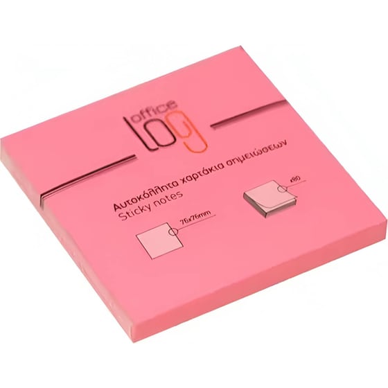 Κύβος Σημειώσεων Office Log 76x76 mm Ροζ Neon (80 Φύλλων - 1 Τεμάχιο) image 0