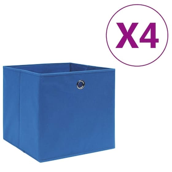 Κουτιά Αποθήκευσης Vidaxl Σετ 4 Τμχ από Ύφασμα 28x28x28 cm - Μπλε image 0