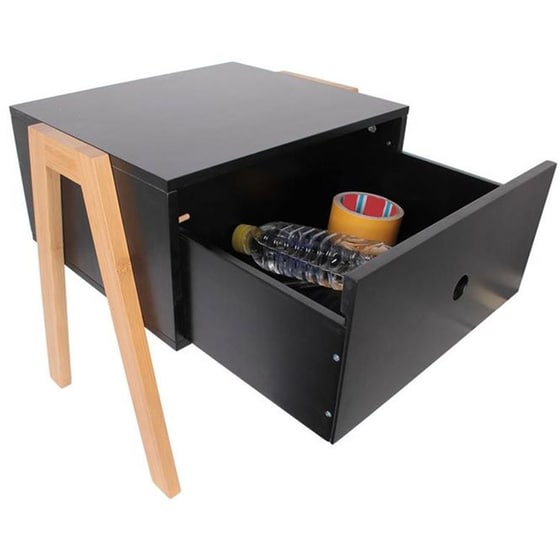 Κομοδίνο με Συρτάρι Home Deco Factory από Mdf Hd3727 44x35x45.3 cm - Μαύρο image 2