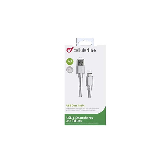 Καλώδιο δεδομένων Cellular Line Usb to Usb-C 1.2m - White image 1