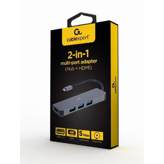Cablexpert A-CM-COMBO2-01 USB Hub 2 σε 1 USB-C - Ασημί image 3