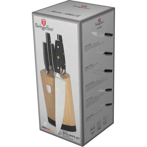 Σετ Μαχαίρια Berlinger Haus Matte Black από Ανοξείδωτο Ατσάλι με Βάση από Μπαμπού 6 Τμχ image 1