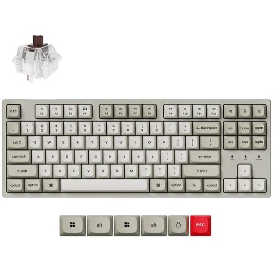 Keychron C1 Pro 8K Gaming Μηχανικό Πληκτρολόγιο με Keychron Super Brown διακόπτες και RGB φωτισμό C1PX-M3 - Λευκό (US) image 0
