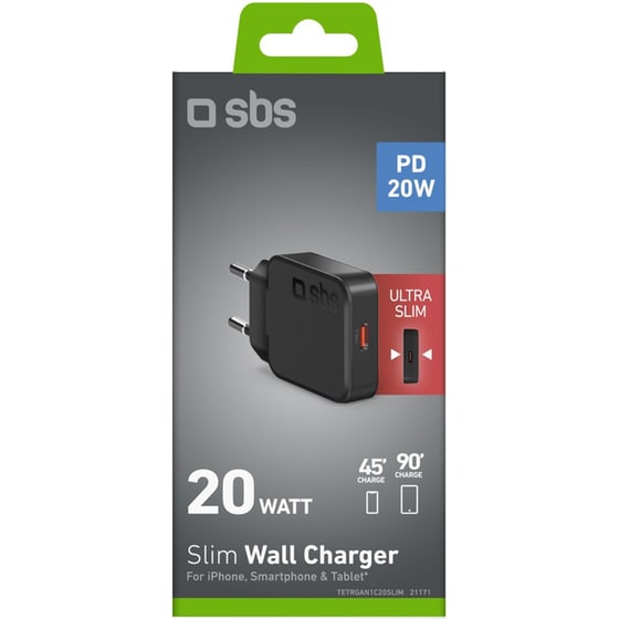 Φορτιστής Πρίζας SBS Slim Wall Charger USB-C 20W - Black image 1