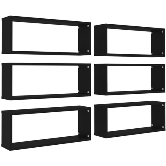 Ράφια Τοίχου VidaXL από Μοριοσανίδα 60x15x23 cm 6 Τμχ  - Μαύρο image 0