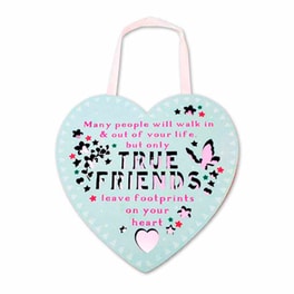 Πινακίδα A.T.P Ξύλινη True Friends 10.5x12 cm - Πολύχρωμο