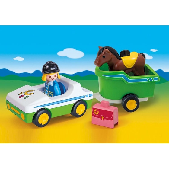 PLAYMOBIL® 1·2·3 Όχημα με Τρέιλερ Μεταφοράς Αλόγου (70181) image 3