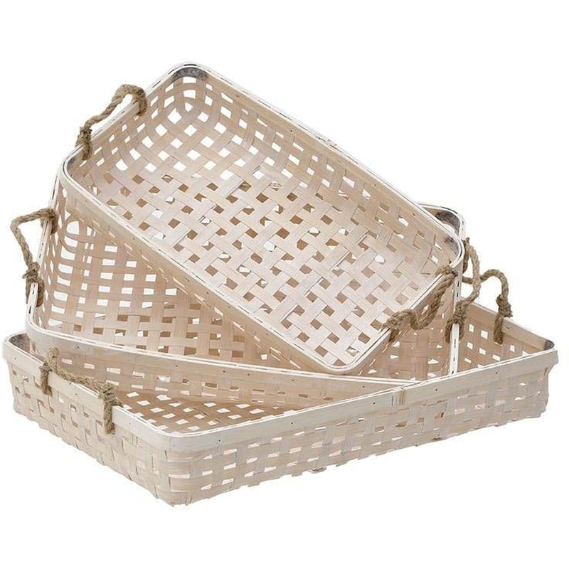 Διακόσμητικοί Δίσκοι InArt Bamboo 3Τμχ - Εκρού