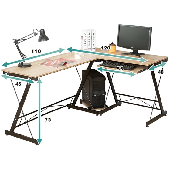 Γραφείο Γωνιακό Woodwell από Μοριοσανίδα 120x48cm - Μπεζ/Μαύρο image 2