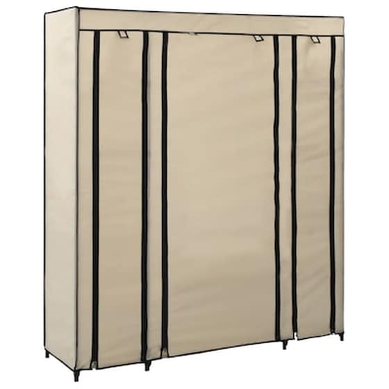 Vidaxl Ντουλάπα Με Ράφια / Σωλήνες Κρεμ 150x45x176 Εκ. Υφασμάτινη image 3