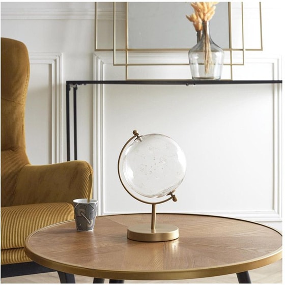 Διακοσμητική Γυάλινη Σφαίρα Home Deco Factory με Μεταλλική Βάση Hd0093 24 cm - Χρυσή image 2