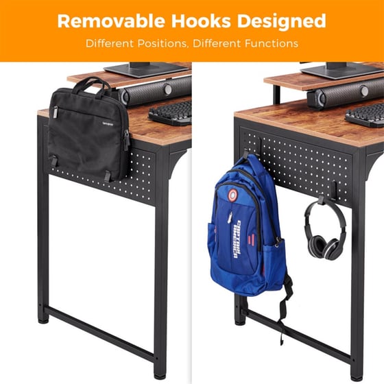 Γραφείο Υπολογιστή Eureka Ergonomic από Μελαμίνη 120x60cm - Καφέ/Μαύρο image 4