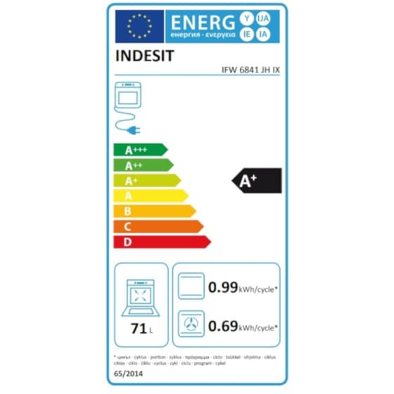 INDESIT IFW 6841 JH IX 71 Lt Inox Εντοιχιζόμενος Φούρνος Άνω Πάγκου image 1