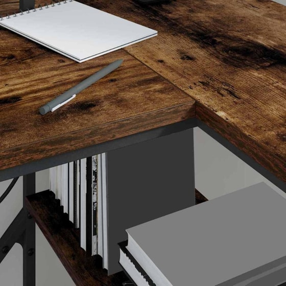 Γραφείο VidaXL από Επεξεργασμένο Ξύλο 120x79x86,5 cm - Καπνιστή Δρυς image 4