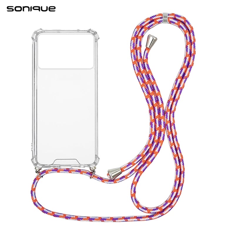 Θήκη Σιλικόνης Με Κορδόνι Sonique Armor Clear Xiaomi Poco X6 Pro 5g Rainbow Κοραλλί