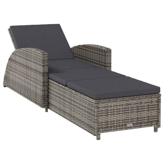 Ξαπλώστρα VidaXL από Συνθετικό Ρατάν 201x67x28.5-67 cm - Γκρι image 0