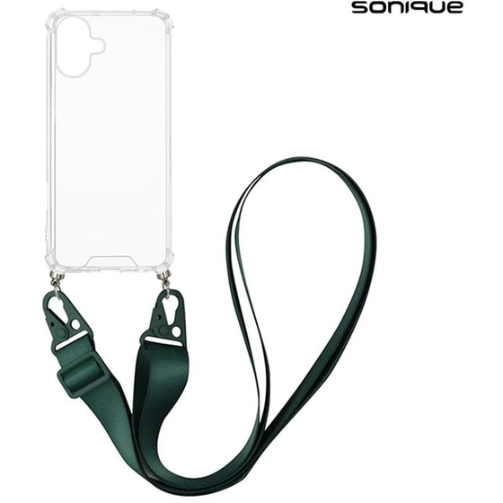 Θήκη Apple iPhone 16 Plus - Sonique Armor Clear Θήκη Σιλικόνης με Strap - Πράσινο Σκούρο image 0